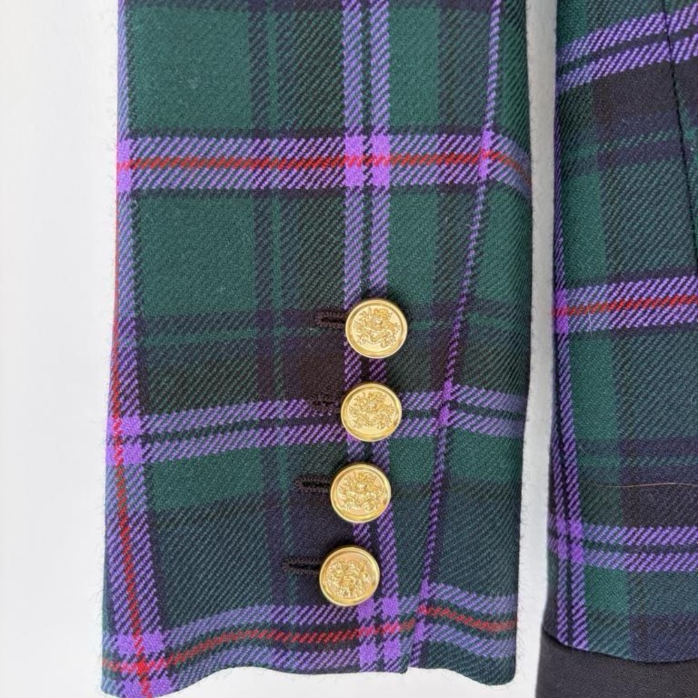 Smythe Green & Purple Plaid Tailored Blazer - Picture 4 of 4